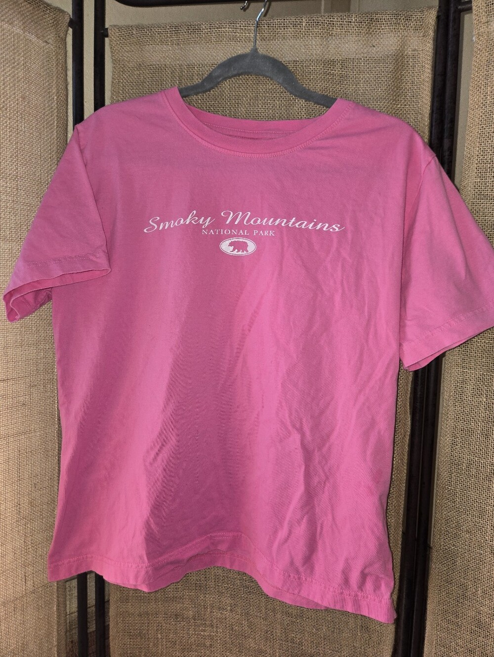 Women's Smoky Mountains National Park Pink Tee White Glitter Graphic XL Cotton